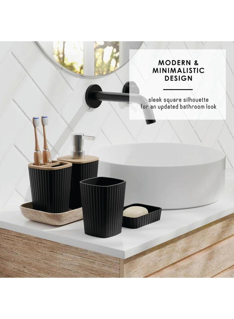 DUNISO 6 Pcs Bathroom Accessories Set,Household Toiletries Set,Sturdy and Durable,with Garbage can, Soap Dish, Toilet Brush, Mouthwash Cup, Lotion Bottle, Toothbrush Holder,Suitable for Family and Travel Use - Image 3